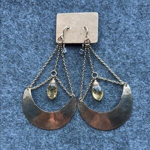 Gold filled and Amber Crescent Chandelier Earrings